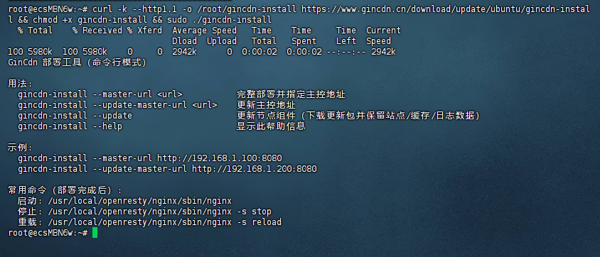 GinCdn被控节点V1.0.9 更新教程（Ubuntu 18-24 通用，推荐 Ubuntu 24.04｜2H2G-16H32G）